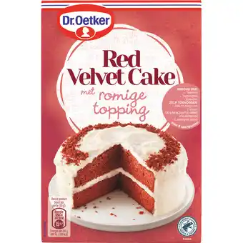Jumbo Dr. Oetker Red Velvet Cake met Romige Taart Topping Bakmix 293 g aanbieding