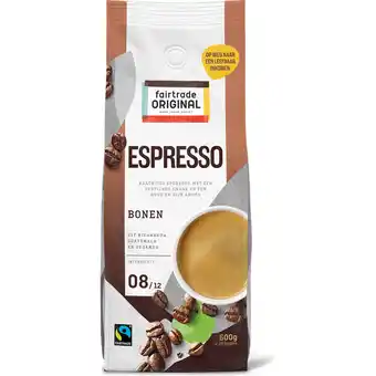 Jumbo Fairtrade Original Espresso Bonen 500g Zak aanbieding