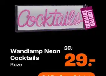 Kwantum Wandlamp Neon Cocktails aanbieding