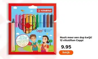The Read Shop Nooit meer een dop kwijt! 12 viltstiften Cappi aanbieding