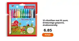 The Read Shop 12 viltstiften met XL punt. Driekantige gripzone, drukbestendig aanbieding