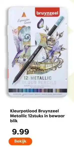 The Read Shop Kleurpotlood Bruynzeel Metallic 12stuks in bewaar blik aanbieding