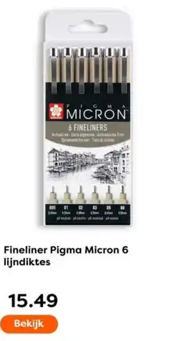 The Read Shop Fineliner Pigma Micron 6 lijndiktes aanbieding