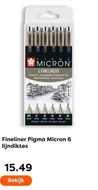 The Read Shop Fineliner Pigma Micron 6 lijndiktes aanbieding