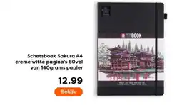 The Read Shop Schetsboek Sakura A4 creme witte pagina's 80vel van papier aanbieding