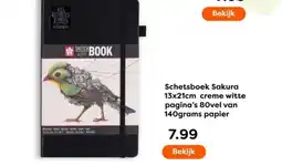 The Read Shop Schetsboek Sakura creme witte pagina's 80vel van 140grams papier aanbieding