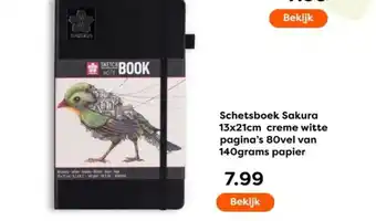 The Read Shop Schetsboek Sakura creme witte pagina's 80vel van 140grams papier aanbieding