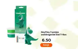 The Read Shop HeyClay 3 potjes sneldrogende klei T Rex aanbieding