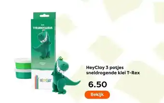 The Read Shop HeyClay 3 potjes sneldrogende klei T Rex aanbieding