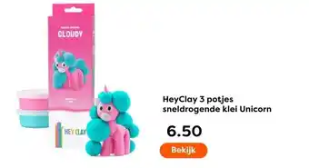 The Read Shop HeyClay 3 potjes sneldrogende klei Unicorn aanbieding