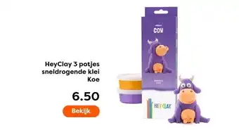 The Read Shop HeyClay 3 potjes sneldrogende klei Koe aanbieding