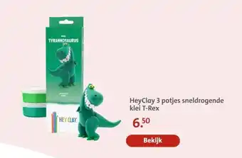 Bruna HeyClay 3 potjes sneldrogende klei T-Rex aanbieding