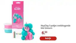 Bruna HeyClay 3 potjes sneldrogende klei Unicorn aanbieding