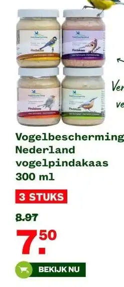 Welkoop Vogelbescherming Nederland vogelpindakaas 300 ml aanbieding