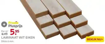 Praxis Laminaat plank - Wit/Grijs Eiken - 6mm - aanbieding