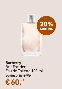 Mooi parfumerie Burberry Brit For Her aanbieding
