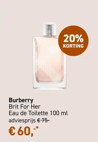 Mooi parfumerie Burberry Brit For Her aanbieding