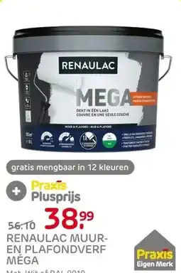 Praxis Renaulac latex Méga mat RAL 9010 10L aanbieding