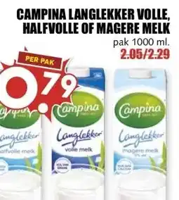 MCD Supermarkt CAMPINA LANGLEKKER VOLLE, HALFVOLLE OF MAGERE MELK aanbieding