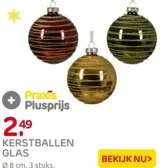 Praxis Decoris Kerstbal Glas Glans Glitter aanbieding