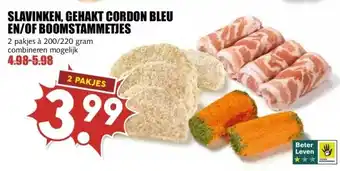 MCD Supermarkt SLAVINKEN, GEHAKT CORDON BLEU EN/OF BOOMSTAMMETJES aanbieding