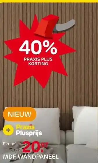 Praxis Lattenwand - Lichtbruin - MDF - 260x22cm aanbieding