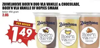 MCD Supermarkt ZUIVELHOEVE BOER'N DUO VLA VANILLE & CHOCOLADE, BOER'N VLA VANILLE OF HOPJES SMAAK aanbieding