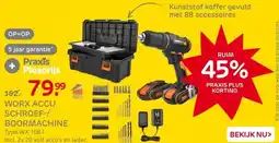 Praxis Worx Accuboormachine WX108.1 - 20V - (2x aanbieding