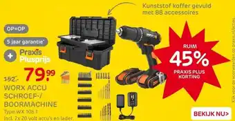 Praxis Worx Accuboormachine WX108.1 - 20V - (2x aanbieding