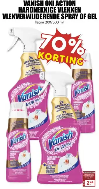 MCD Supermarkt VANISH OXI ACTION HARDNEKKIGE VLEKKEN VLEKVERWIJDERENDE SPRAY OF GEL aanbieding