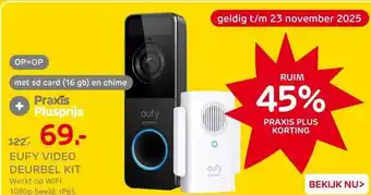 Praxis Eufy video deurbel kit wifi wit 1080p aanbieding