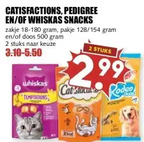 MCD Supermarkt CATISFACTIONS, PEDIGREE EN/OF WHISKAS SNACKS aanbieding