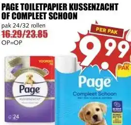 MCD Supermarkt PAGE TOILETPAPIER KUSSENZACHT OF COMPLEET SCHOON aanbieding