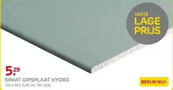 Praxis Siniat Gipsplaat Hydro H2 - RK - 9,5mm - aanbieding