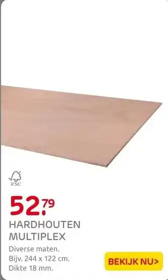 Praxis Multiplex hardhout 244X122cm 18mm aanbieding