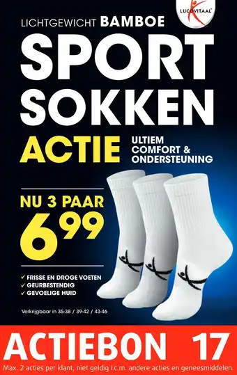 Lucovitaal LICHTGEWICHT BAMBOE SPORT SOKKEN aanbieding