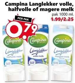 Coop Campina Langlekker volle, halfvolle of magere melk aanbieding