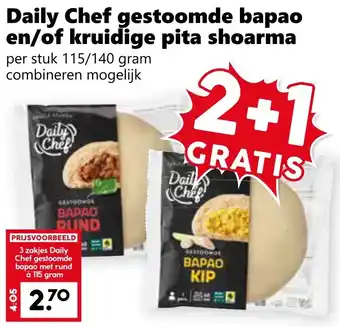 Coop Daily Chef gestoomde bapao en/of kruidige pita shoarma aanbieding