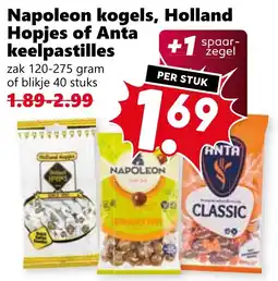 Coop Napoleon kogels, Holland Hopjes of Anta keelpastilles aanbieding