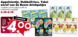 Coop Appelsientje, DubbelFrisss, Taksi en/of van de Boom drinkpakjes aanbieding