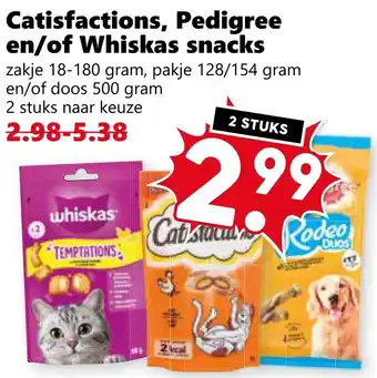 Coop Catisfactions, Pedigree en/of Whiskas snacks aanbieding