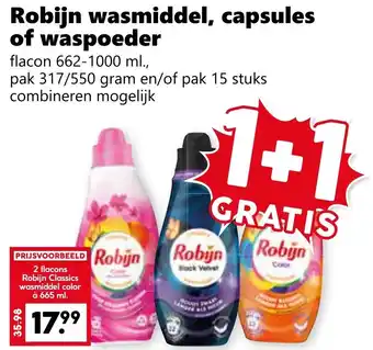 Coop Robijn wasmiddel, capsules of waspoeder aanbieding