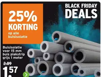 GAMMA Buisisolatie voor 15 mm buis plakstrip grijs aanbieding