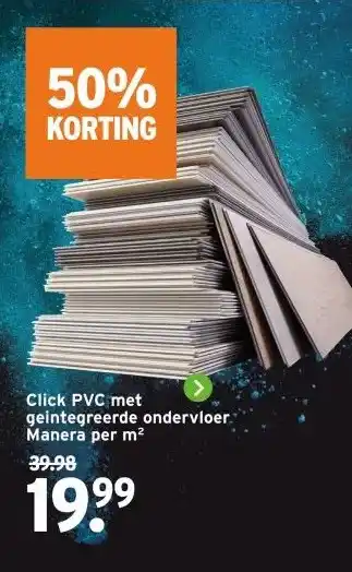 GAMMA Click PVC met geintegreerde ondervloer. Manera aanbieding
