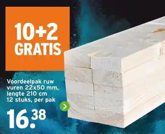 GAMMA Voordeelpak ruw vuren 22x50 mm, lengte 210 cm aanbieding