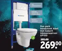 GAMMA Duo pack wandcloset Abell met Geberit inbouwreservoir UP100 aanbieding