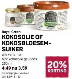 Ekoplaza Royal Green KOKOSOLIE OF KOKOSBLOESEM- SUIKER aanbieding