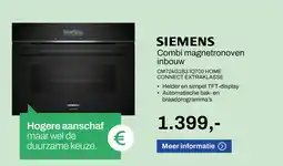 De Witgoed Specialist SIEMENS Combi magnetronoven inbouw CM724G1B3 IQ700 HOME aanbieding