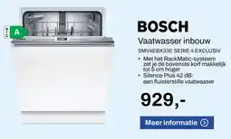 De Witgoed Specialist BOSCH Vaatwasser inbouw SMV4EBX33E SERIE 4 EXCLUSIV aanbieding