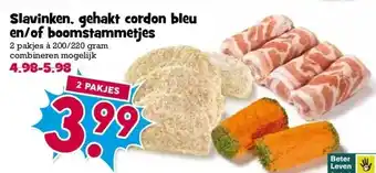 Boon`s Markt Slavinken, gehakt cordon bleu en/of boomstammetjes aanbieding